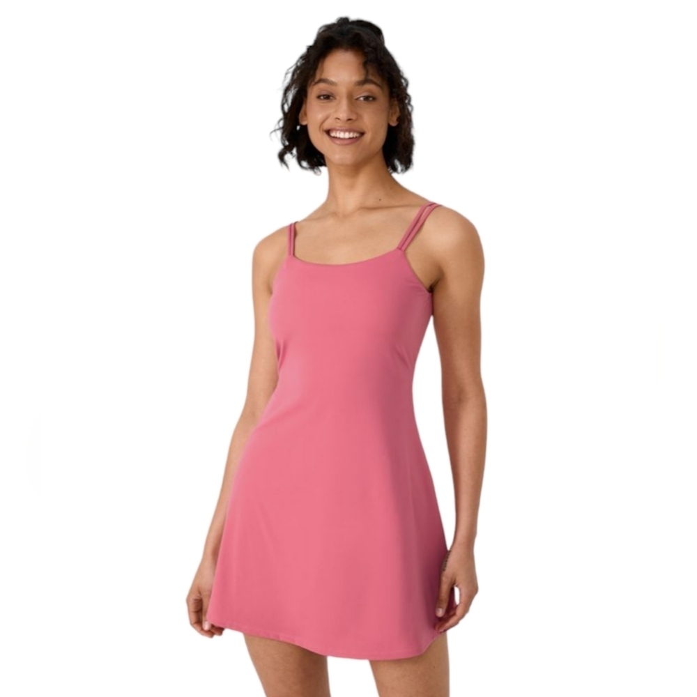 Halara Cloudful Double Straps Backless Twisted 2-Piece Dress Begonia Rouge Pink